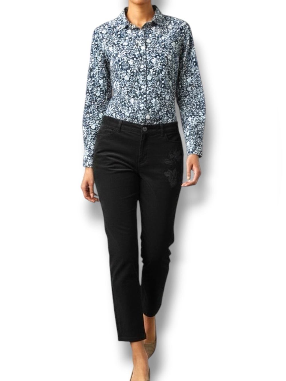 J. Crew x Liberty Art London Ladies Blue Floral Ditzy Button Down Blouse sz 4